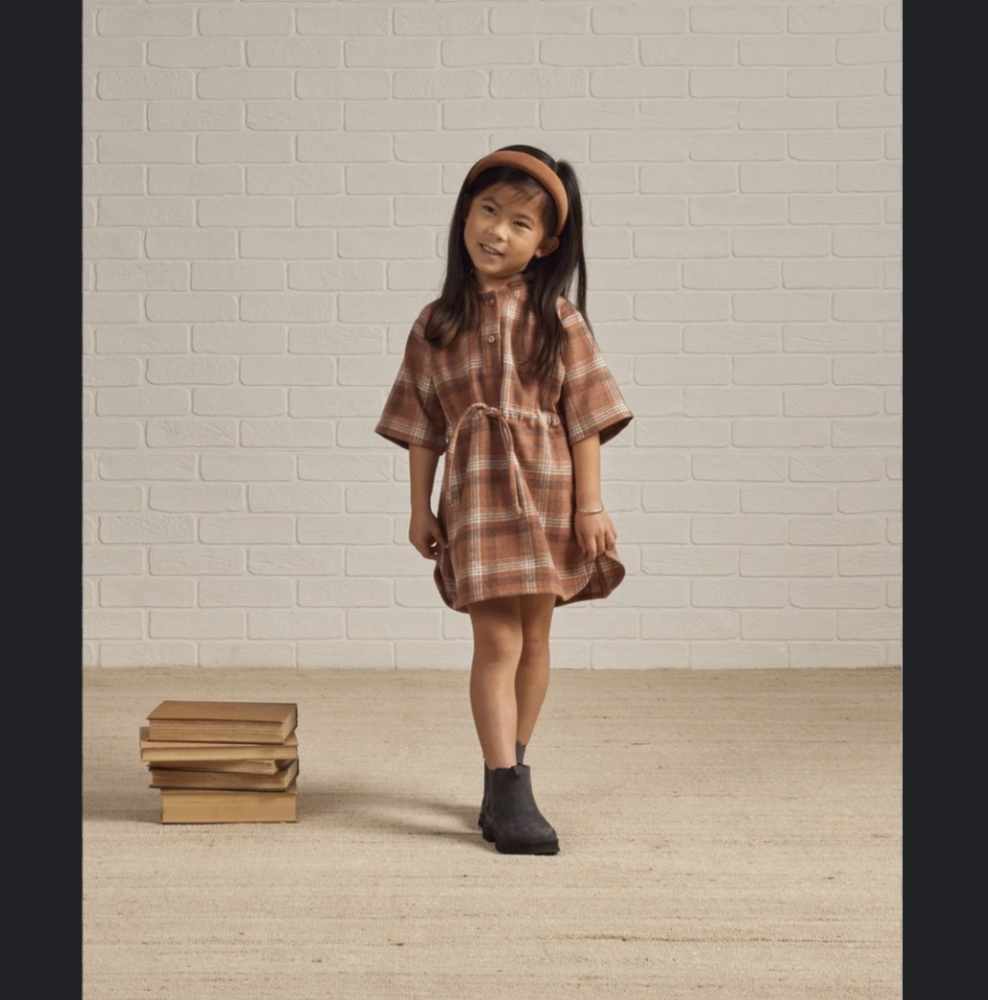 NWT Rylee + Cru Brown Plaid Kids Casual Dress